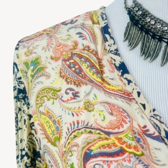 Artisan De Lux X Anthropologie Boho Paisley Asymmetrical Button Down Top - Picture 12 of 16